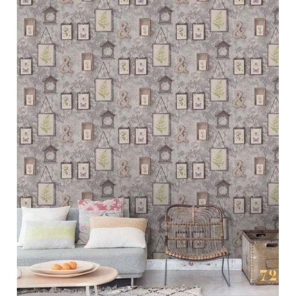 Papel de Parede Exposure Envelhecida com Molduras - 10m x 0,53m