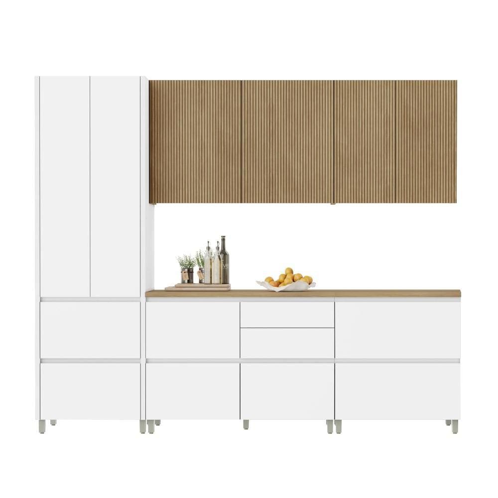 Cozinha Completa 100% MDF 5 Peças Nesher Rainha Branco Marrom
