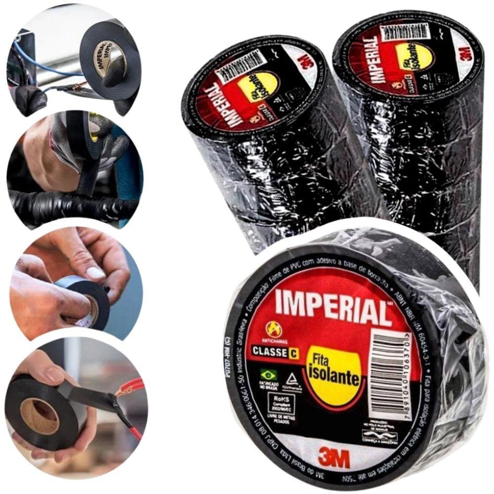 20 Rolos Fitas Isolante 18x5 Metros Imperial Slim 3M