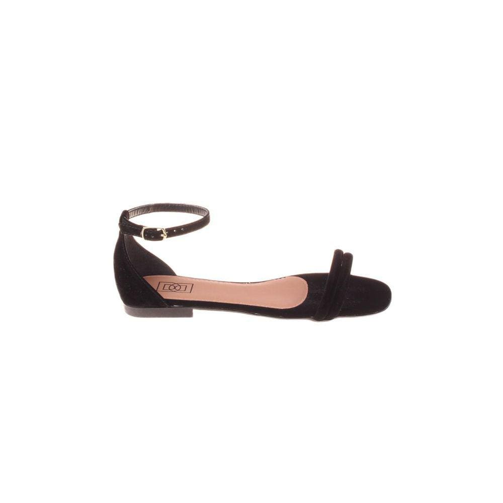 Sandália Baixa Feminina Flat Casual Traseiro Fechado Preto