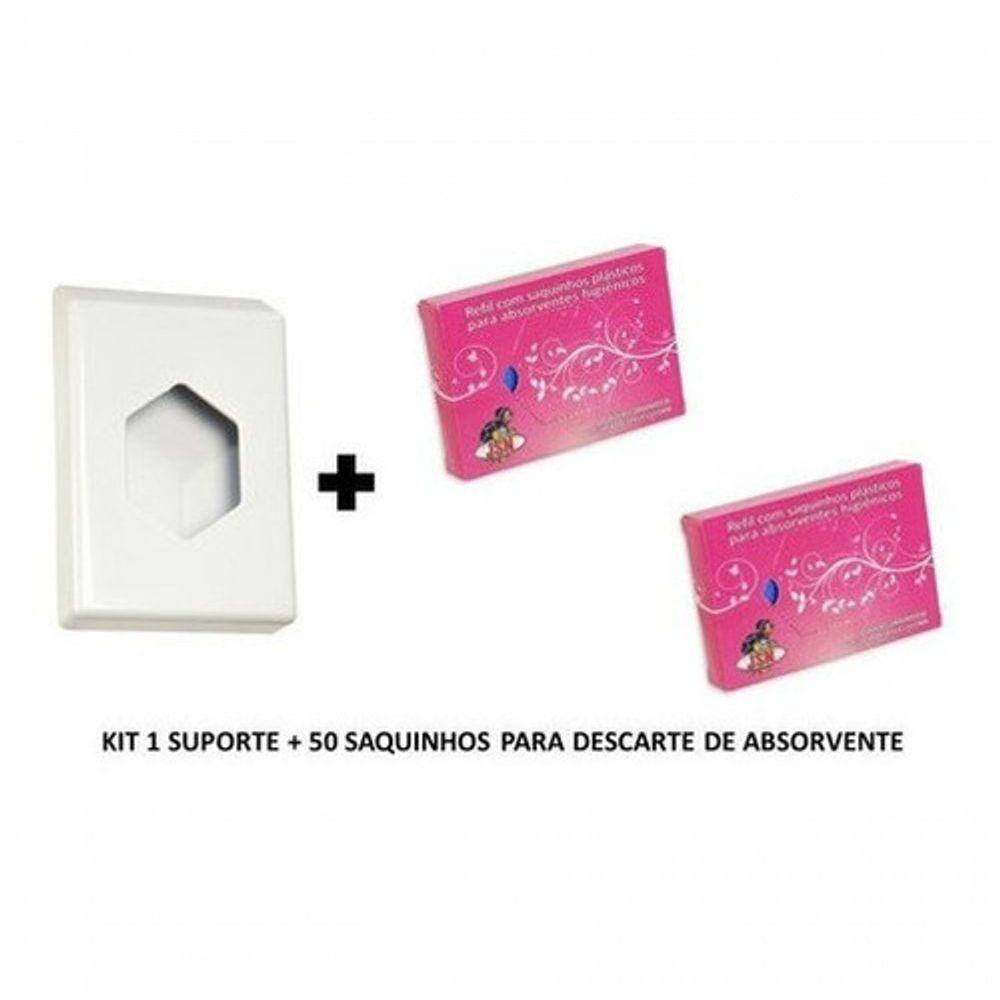 Kit 1 Suporte 50 Saquinhos Refil Para Descarte De Absorvente