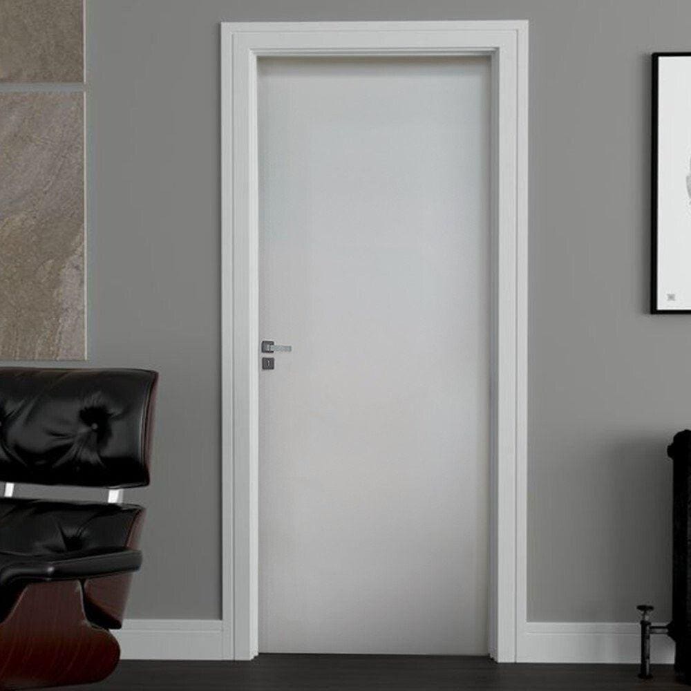 Kit Porta de Madeira 210x82cm Batente 9,5cm Lisa Primer Uniportas Branco