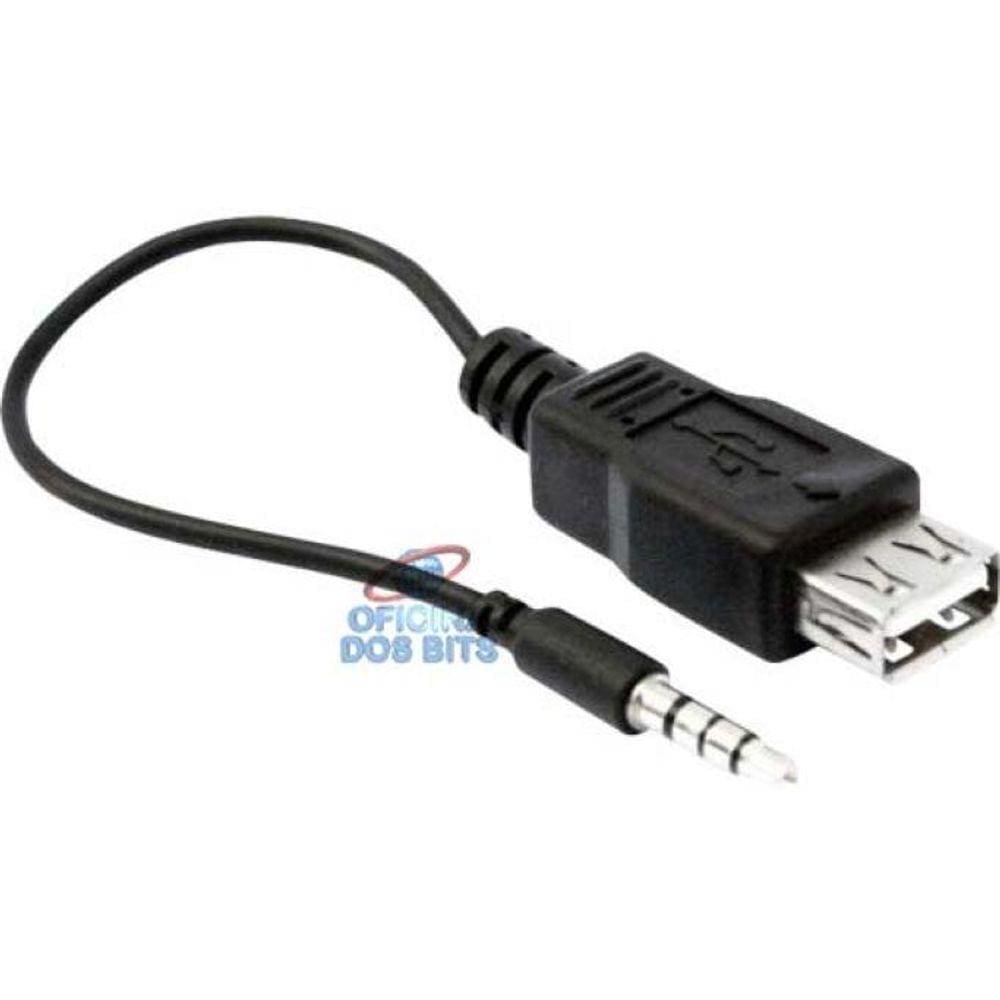 Cabo Conversor P2 3,5mm para USB Fêmea - 17cm - CB0121