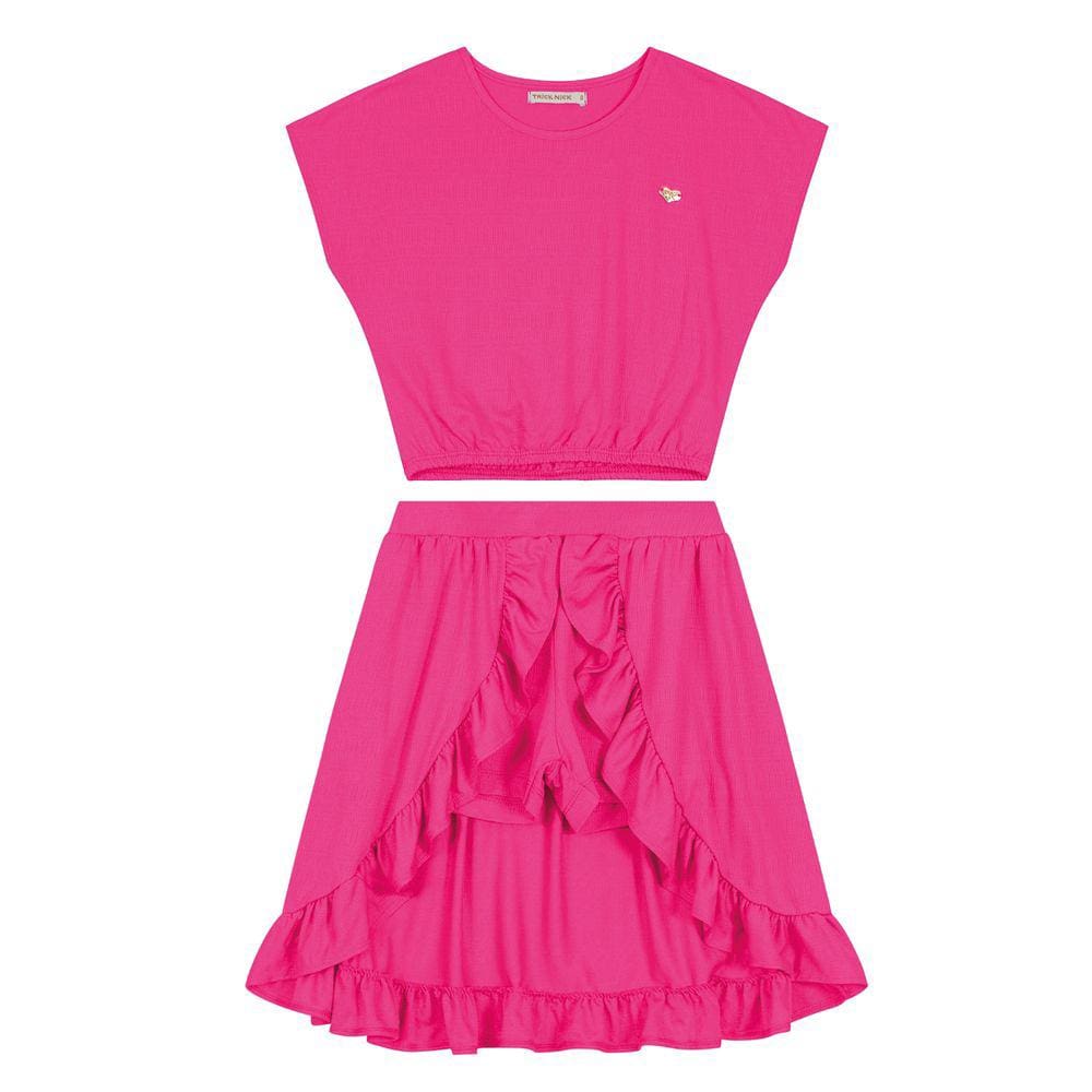 Conjunto infantil menina - moda blogueira cropped e short