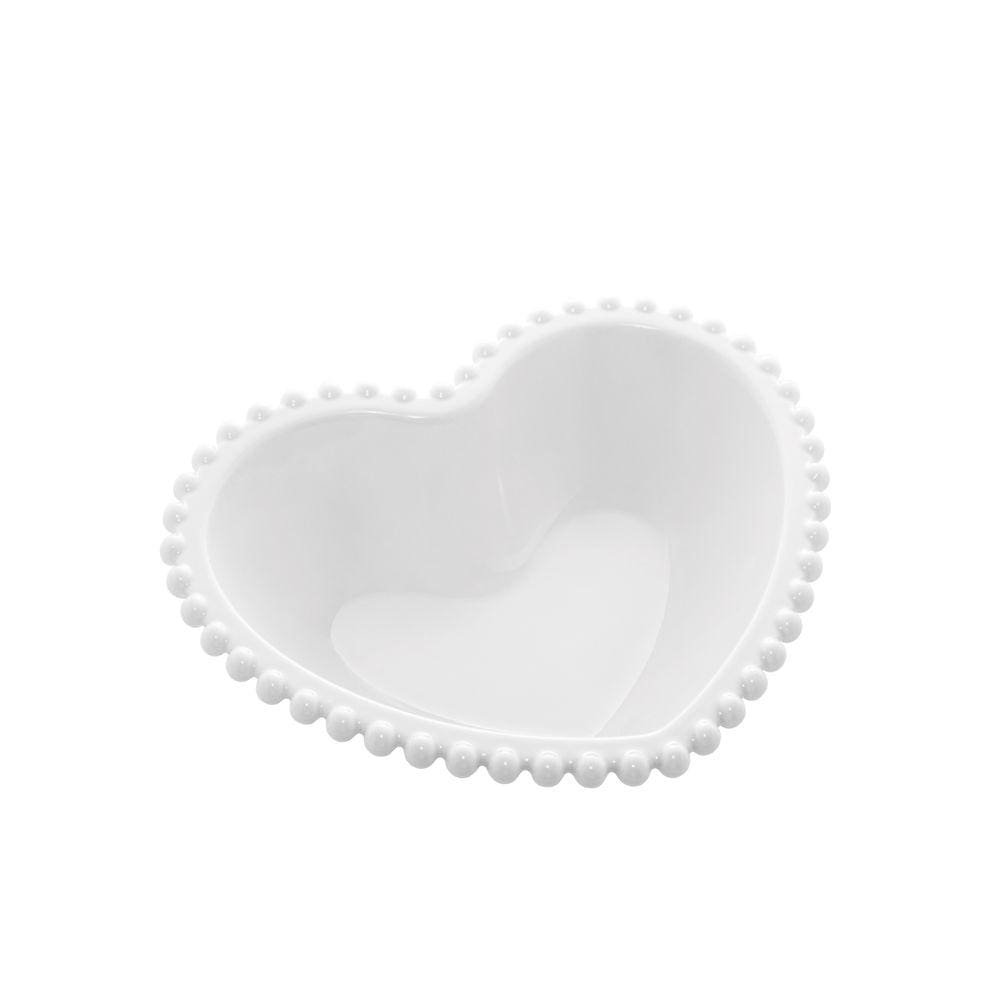 Bowl Saladeira Porcelana Coração Beads Branco - Bon Gourmet