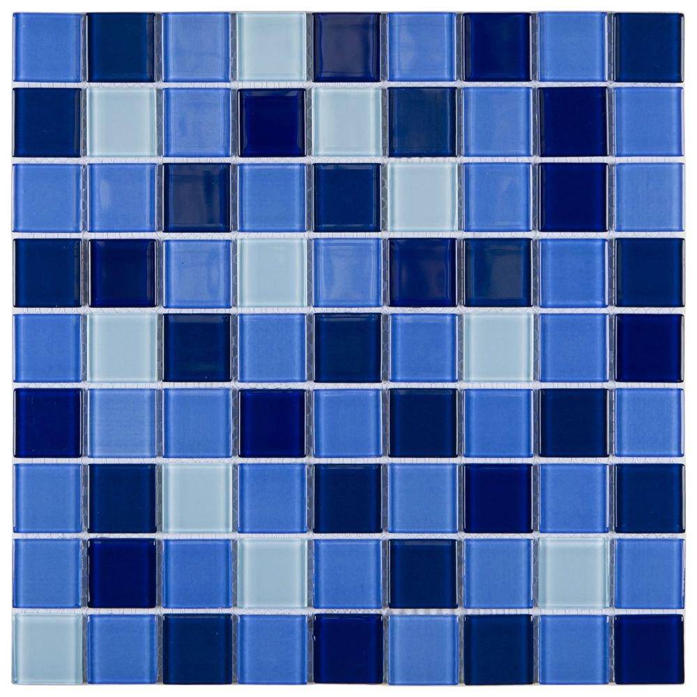 Pastilha de Vidro Cristal Miscelanea 29,2x29,2cm Azul