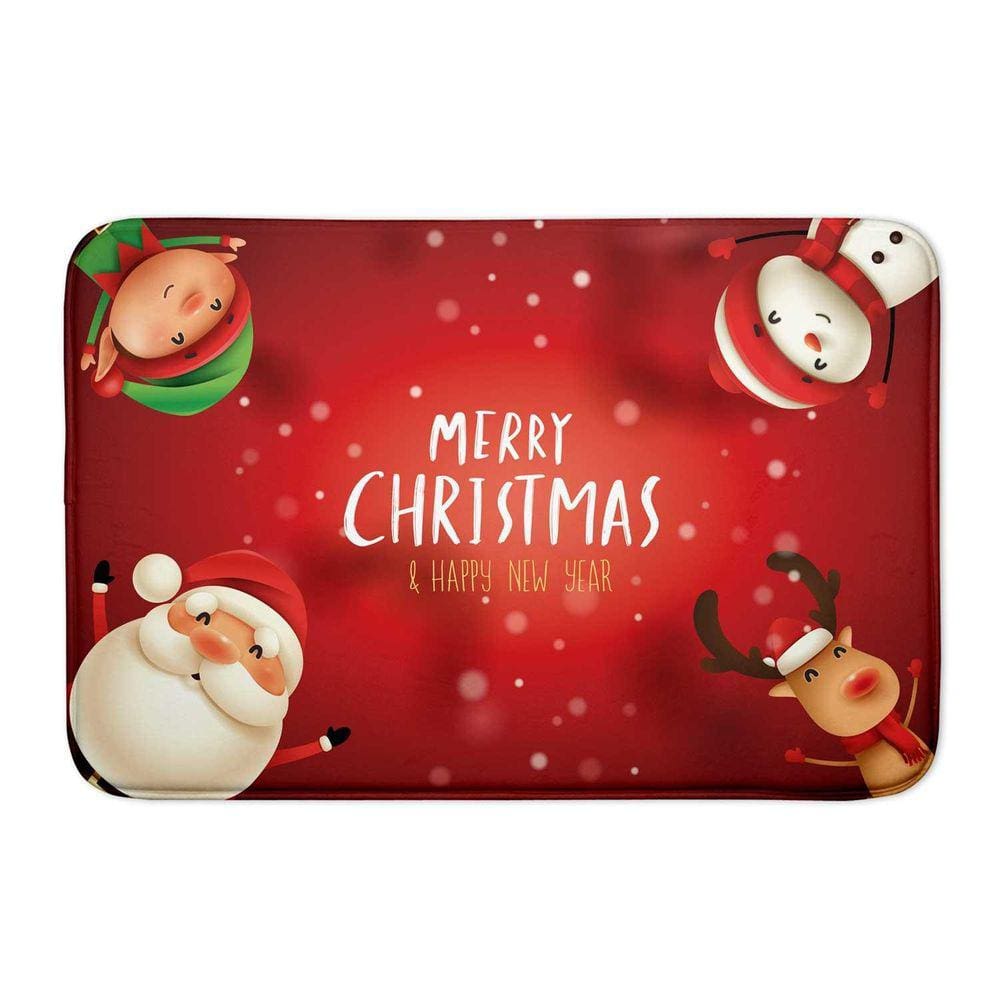 Tapete Porta Entrada Vermelho Papai Noel Natal Emborrachada