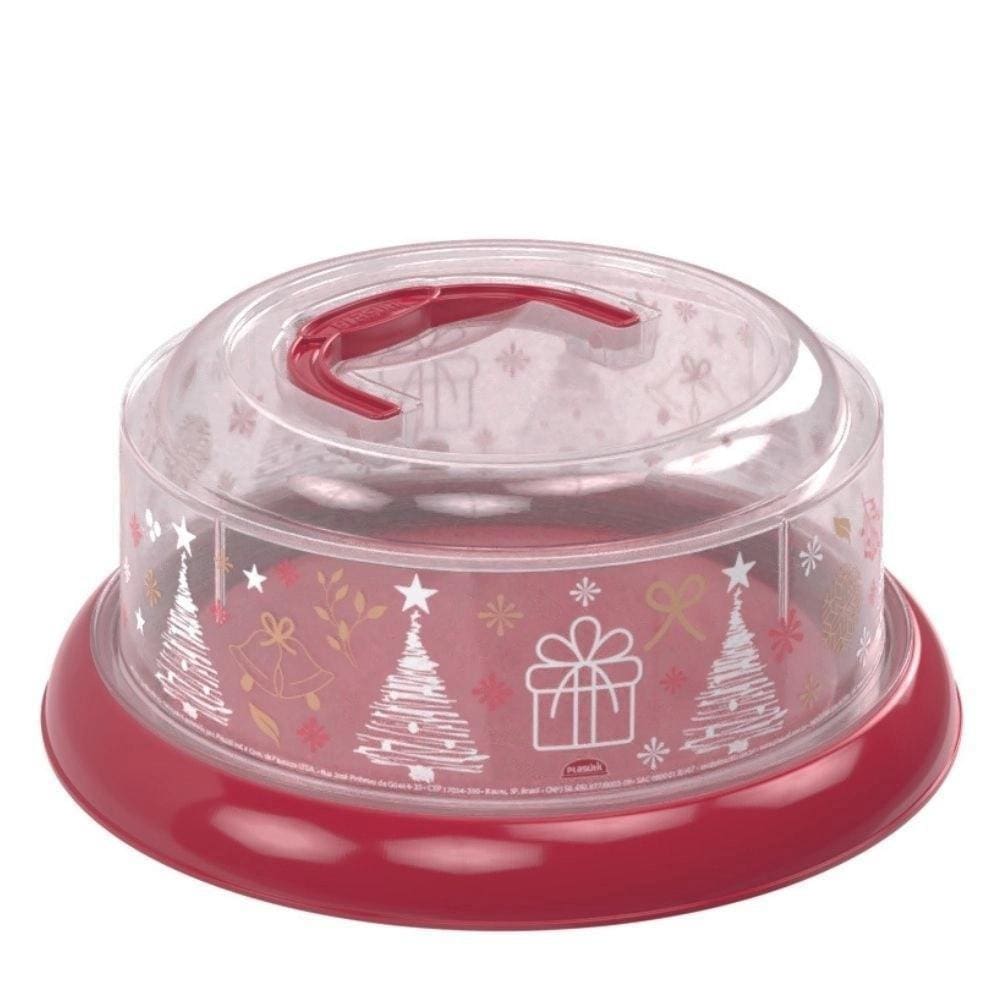 Queijeira Com Alça E Rosca Decorada Natal Plasutil