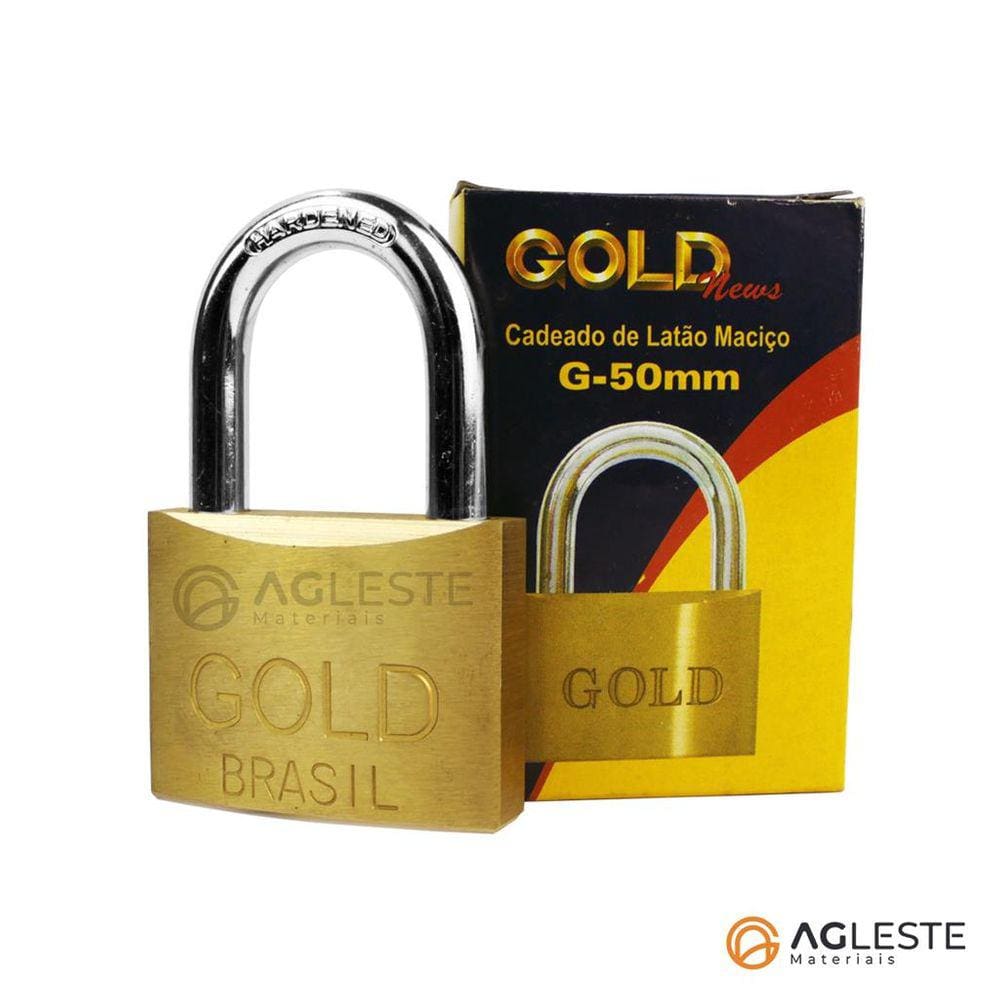 Cadeado De Latao Macico G-50Mm Premium - Gold