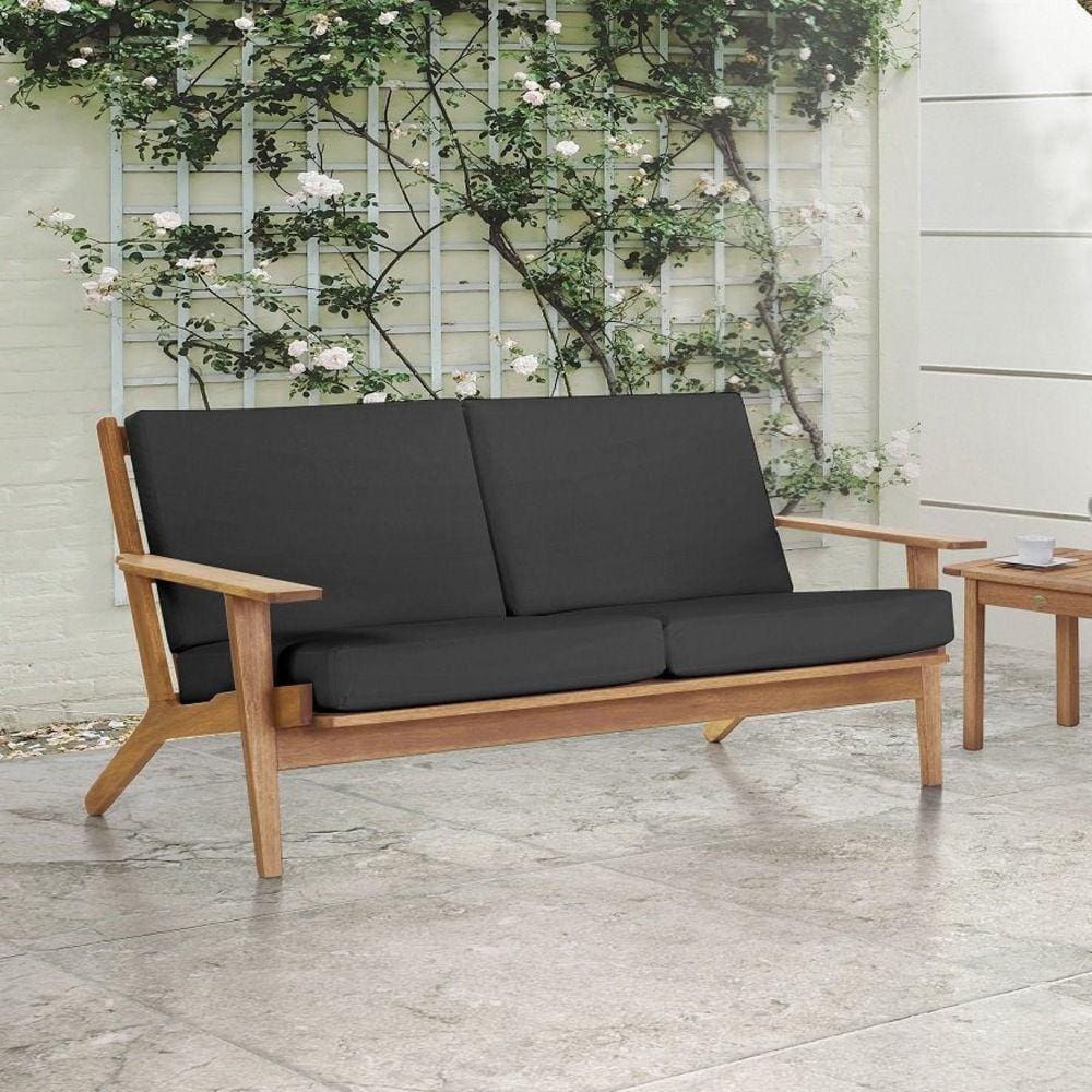 Sofá 2 Lugares Lótus Stain Jatóbá Acquablock Preto Acquablock Preto/Stain Jatobá