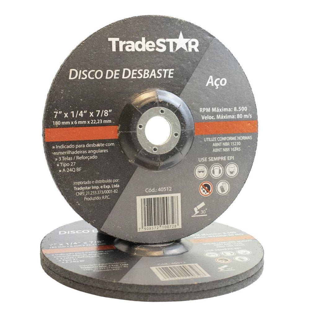Disco de Desbaste 180x6 mm p/ Metais - Kit 20 Und.