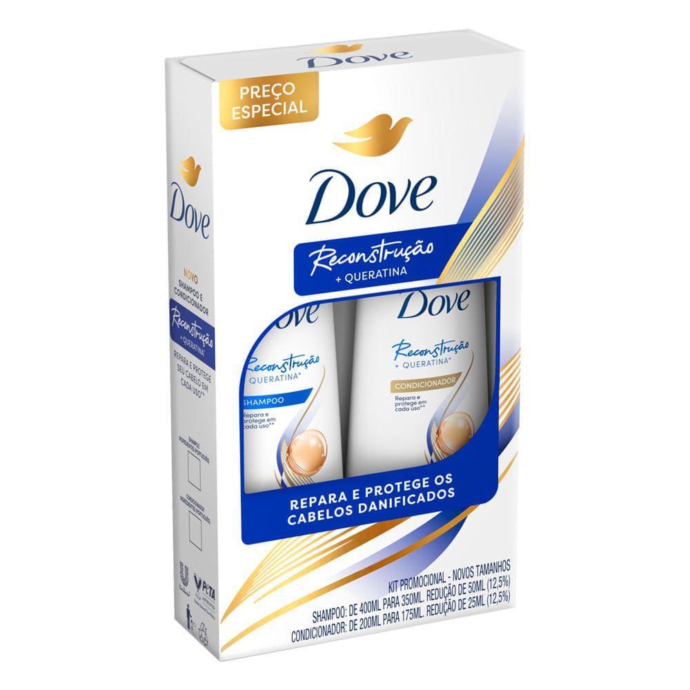 Shampoo 350ml e Condicionador 175ml Dove Reconstrução e Queratina
