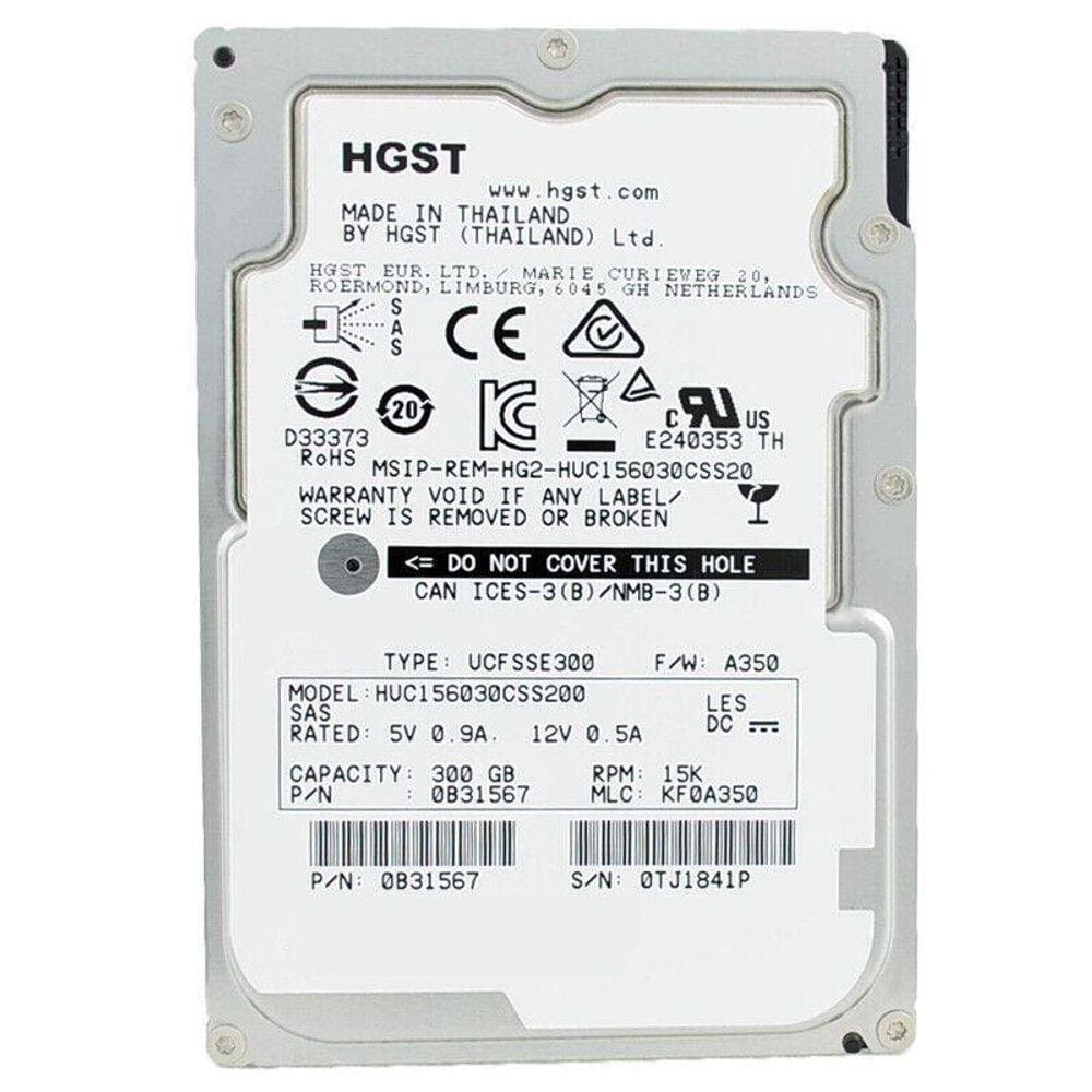 Hd Sas HGST 300GB 15K 2.5 HUC156030CSS200 - 1 Ano Garantia