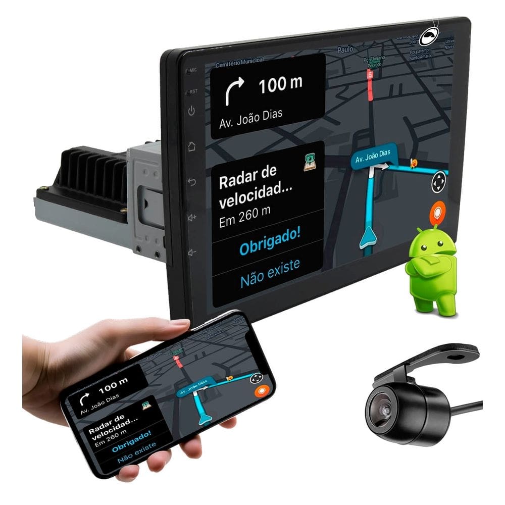 Multimídia 9" Polegadas Traseira 1 Din H-Tech HT-9823CA Android + Câmera de Ré