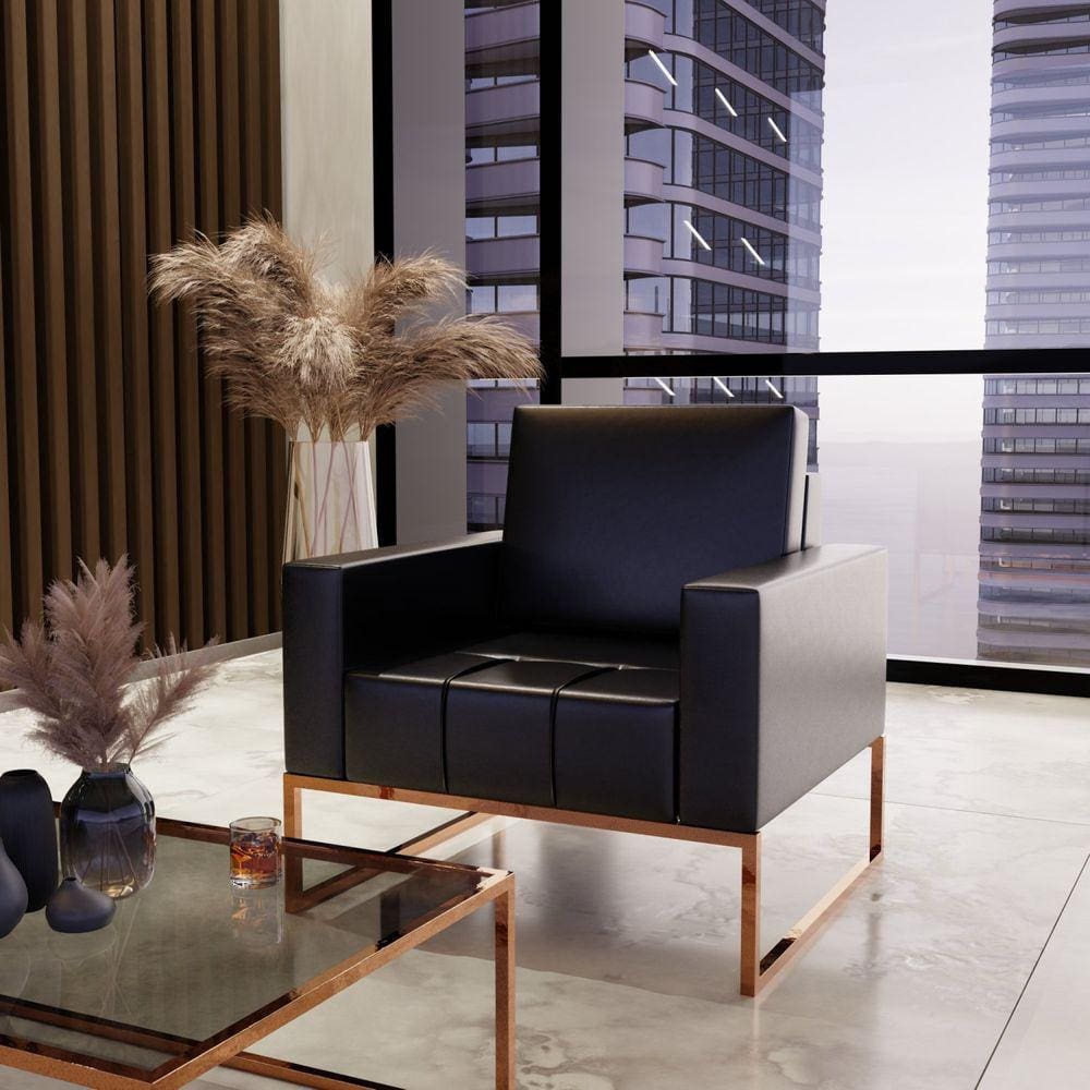 Poltrona para Escritório e Recepção Sintético Atena Preto