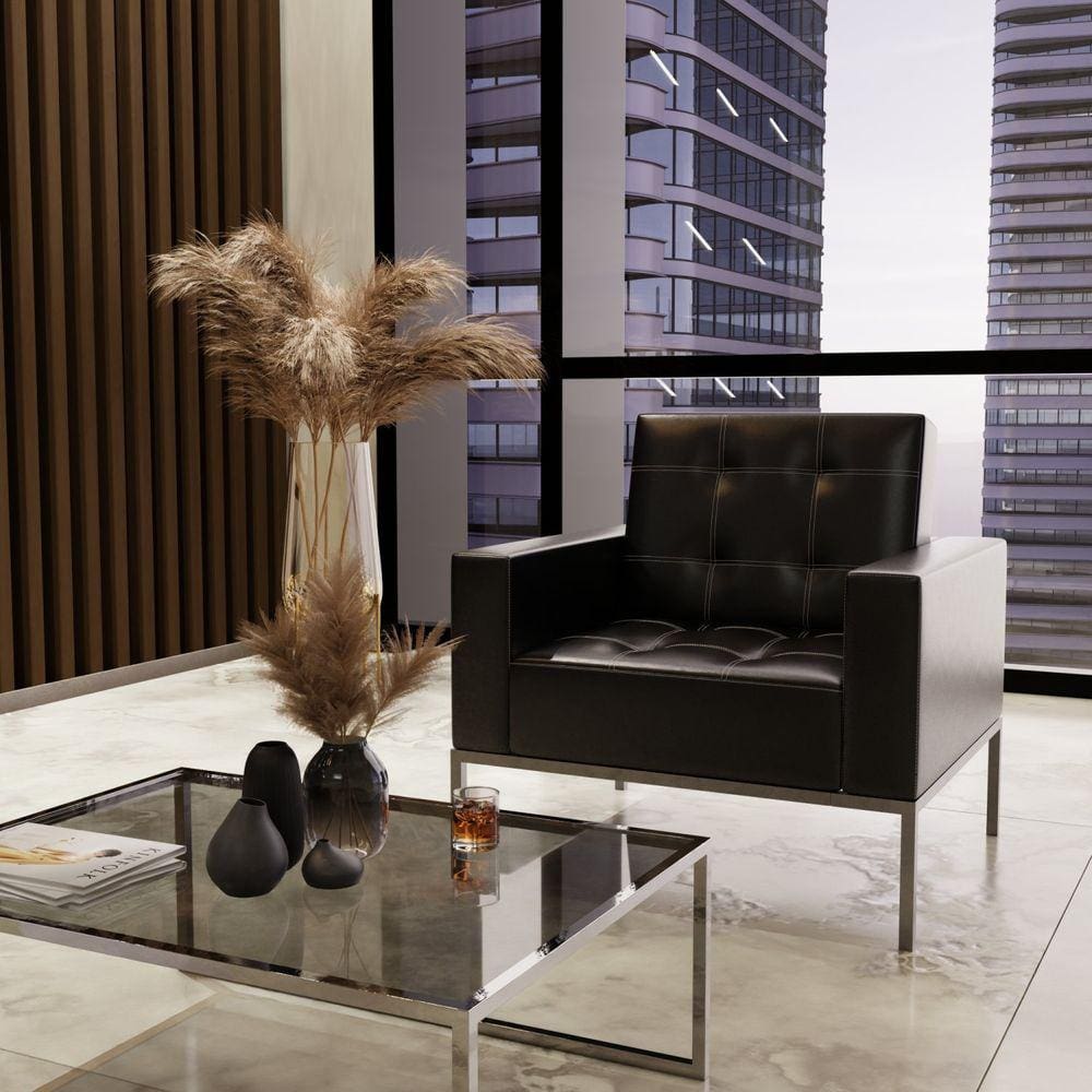 Poltrona para Escritório e Recepção Sintético Isis Preto