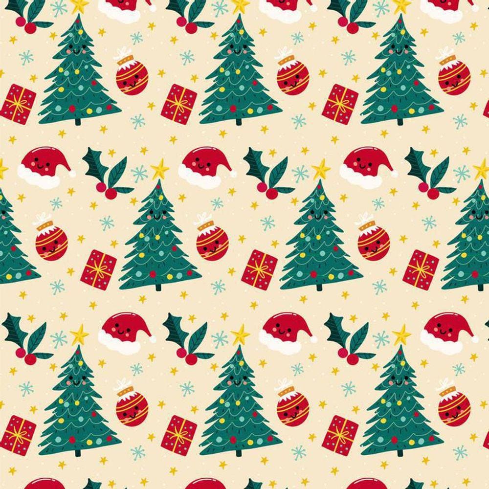 Papel De Parede Adesivo Árvore Natalina Amarelo Decorativo