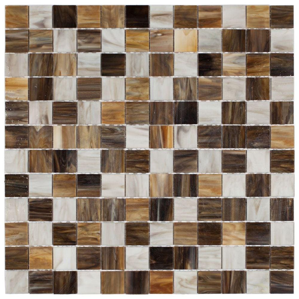 Pastilha de Vidro 30x30 cm Caravaggio Marrom/Bege/Branco