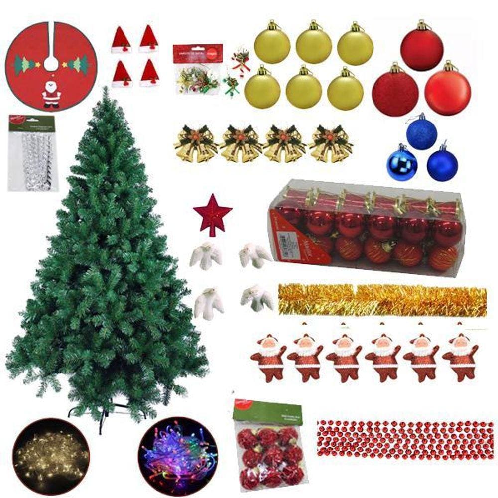 Árvore Natal Dinamarca 1,50M 345G Decorada 143 Itens P 220V