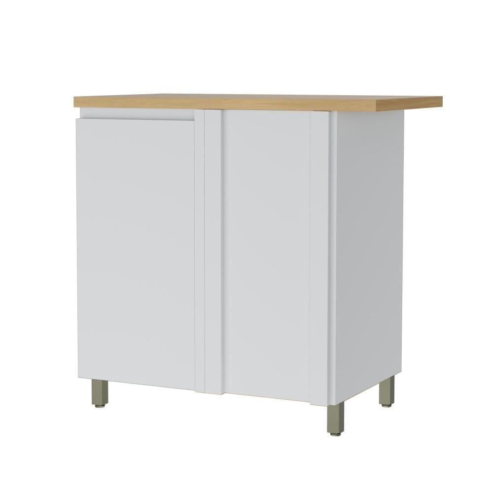 Balcão de Canto Nesher Rainha MDF 1 Porta Branco Marrom