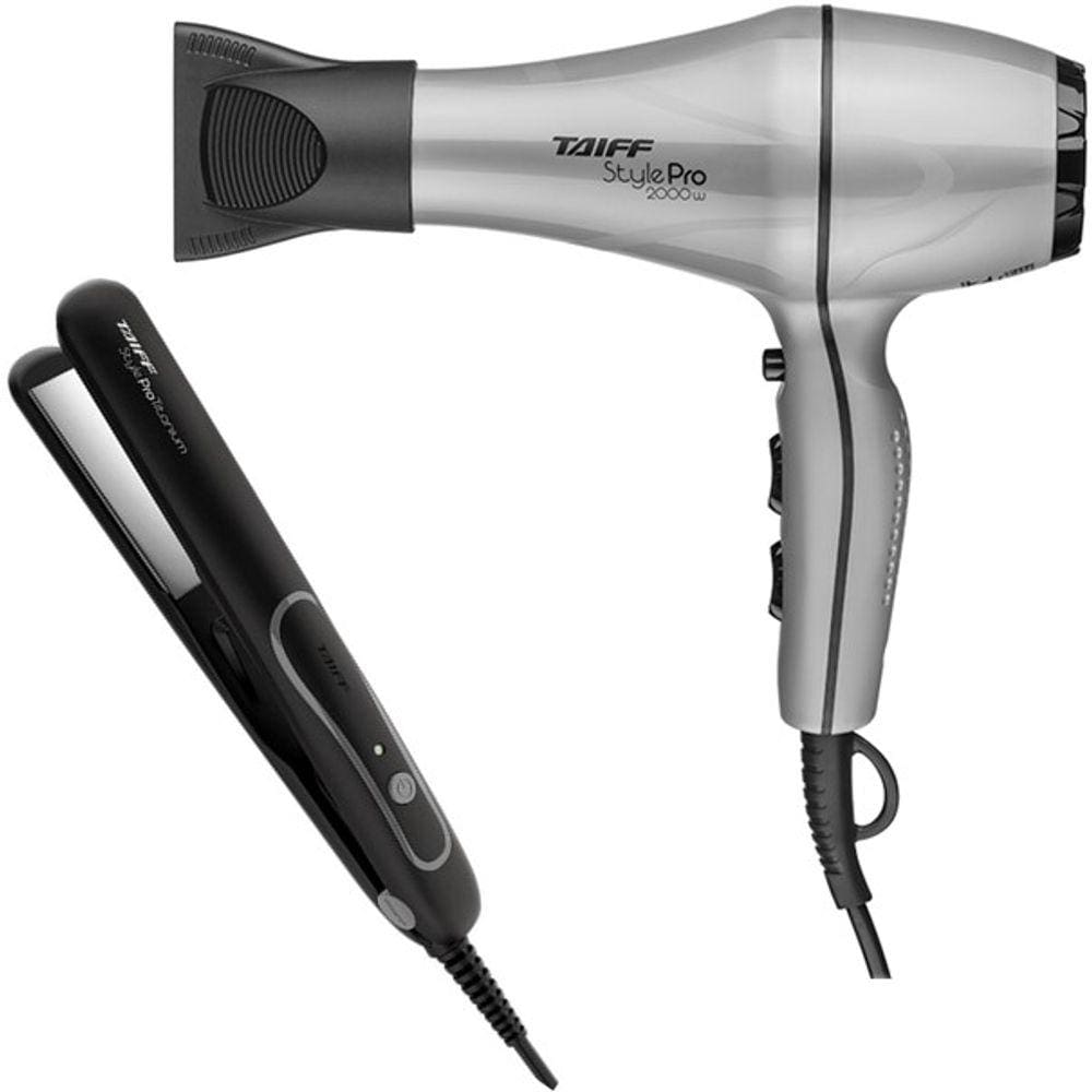 Kit Taiff - Secador Style Prata Pro 2000W 220V + Prancha Style Prata Pro Titanium 230ºc - Bv