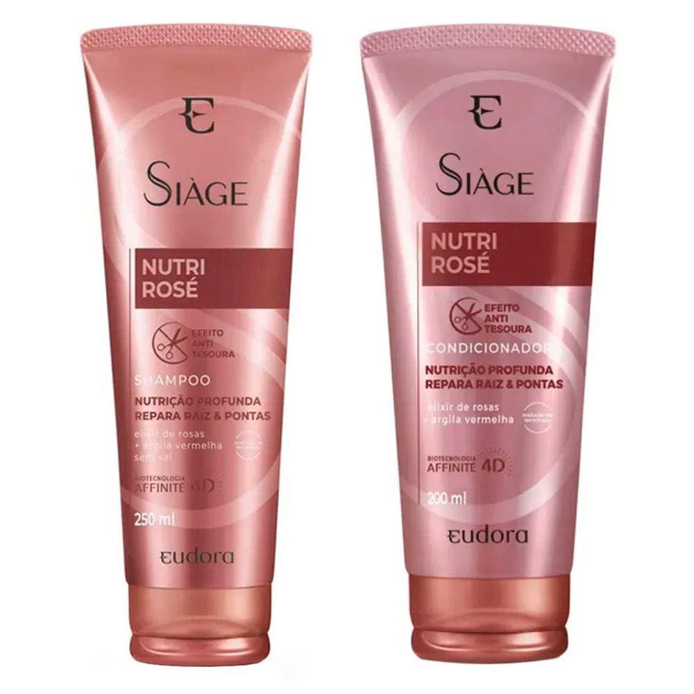 Kit 1X Shampoo Siàge Nutri Rosé 250ml + 1X Condicionador Siàge Nutri Rosé 200ml