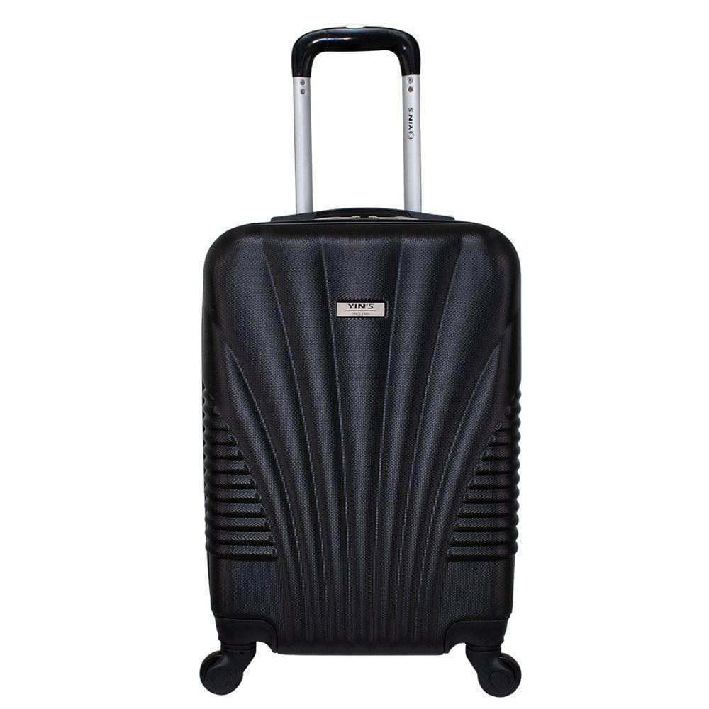 Mala de Bordo Abs para Viagem Yins 21028 Cadeado Integrado Rodas Giro 360º Preto