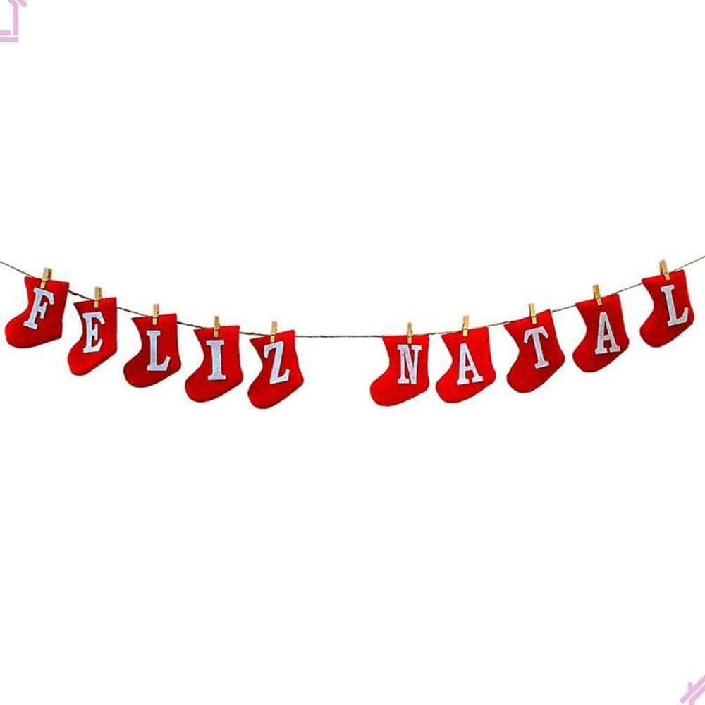 Varal Decorativo Enfeite Feliz Natal Botinhas Vermelhas