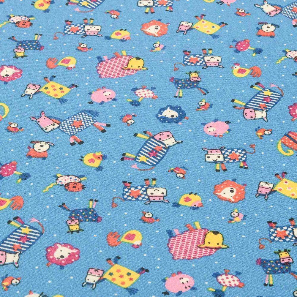 Tricoline Patchwork 100% Algodão - Fazendinha Azul - 1m