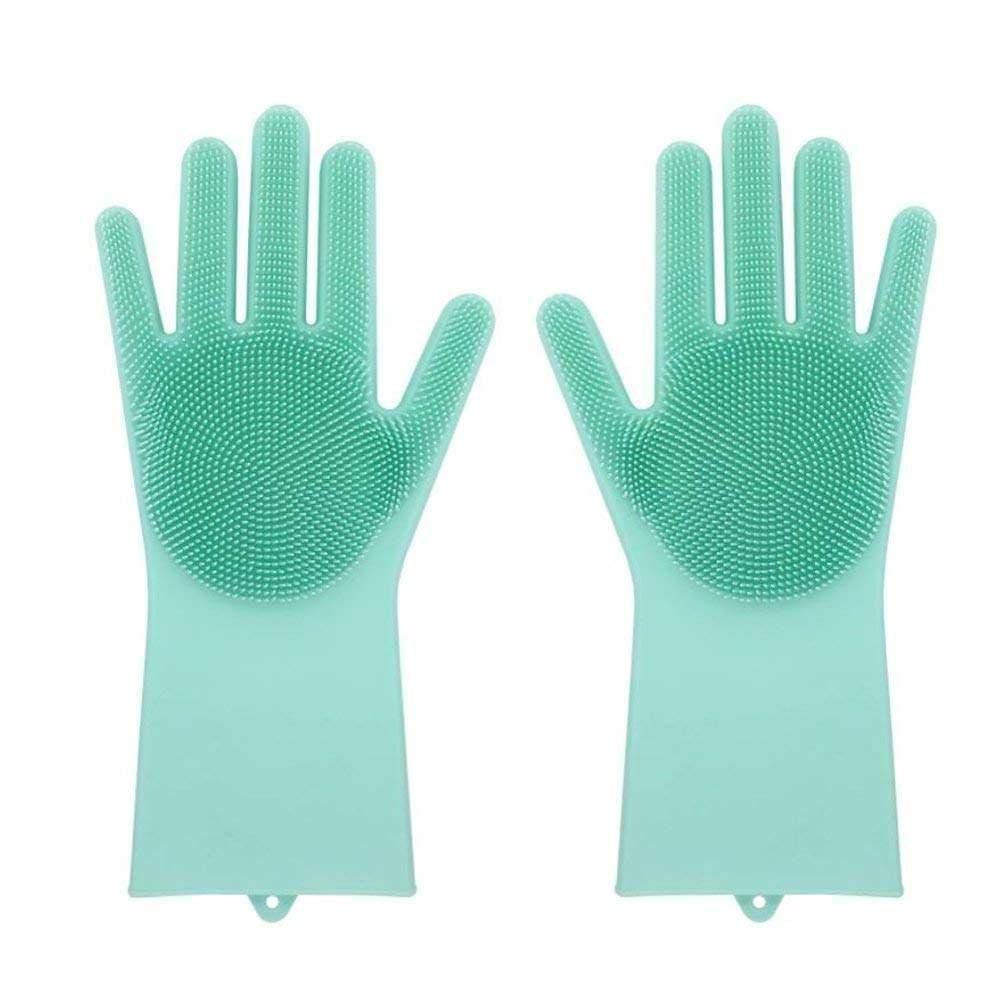 Luvas Lava Louça Silicone Macio Massagem Pet Frutas Lavagem