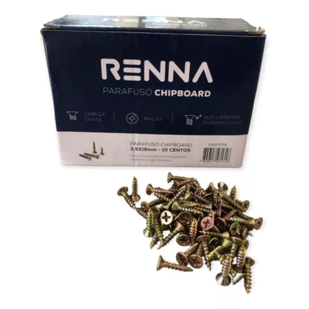Parafuso Chipboard Phillips 3,5 X 16 Cabeça Chata Para Madeira MDF MDP Moveis em Geral Cx 1000un