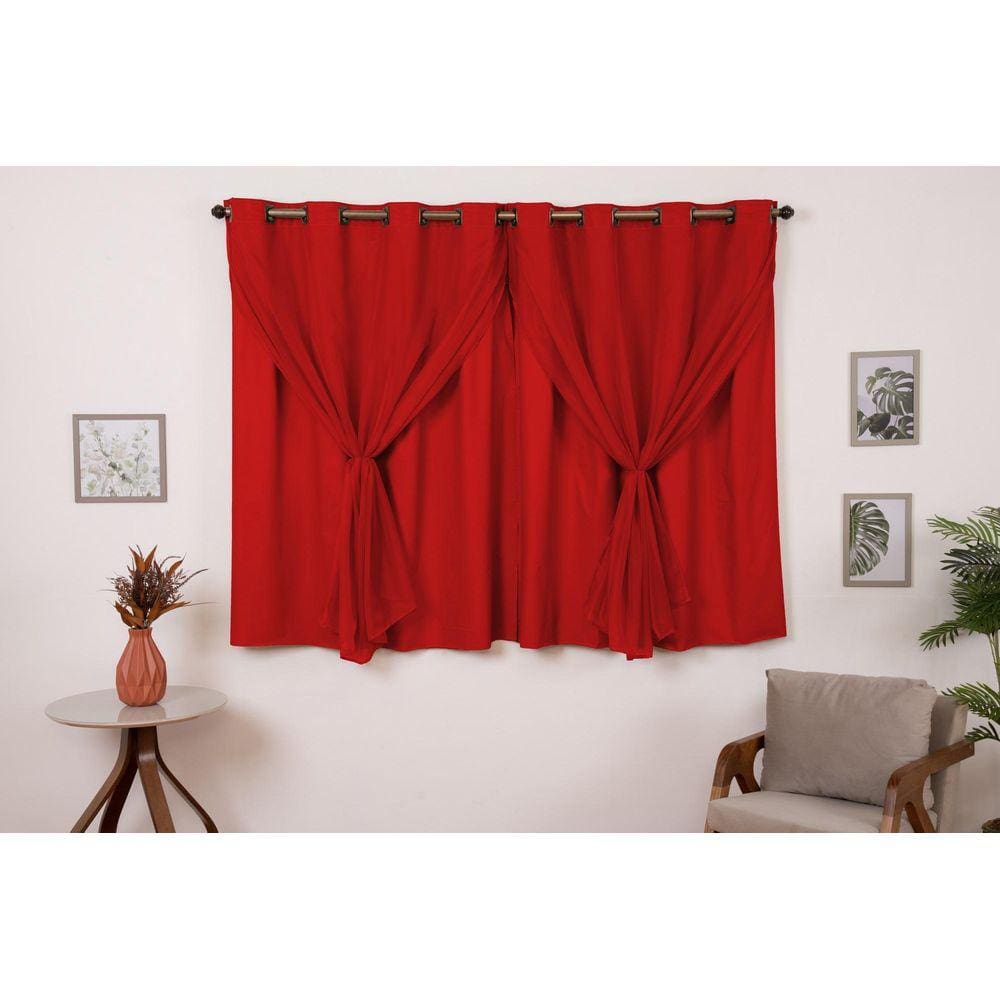 Cortina Blackout Pvc Com Tecido Voil 2,80M X 1,60M Vermelho