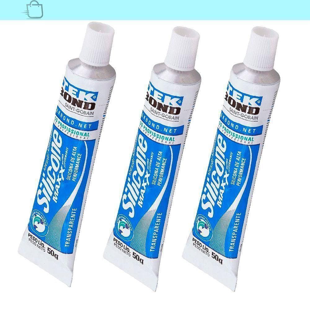 Kit 3 Silicone Aquário Maxx Transparente Atóxico 50G Tekbond
