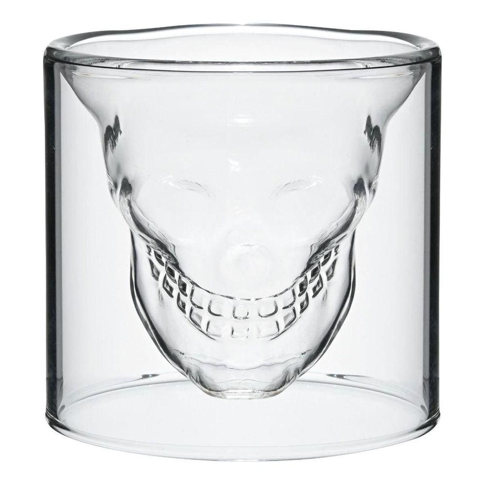 Copo Borosilicato Parede Dupla Caveira Café Whisky 2 Un 75Ml