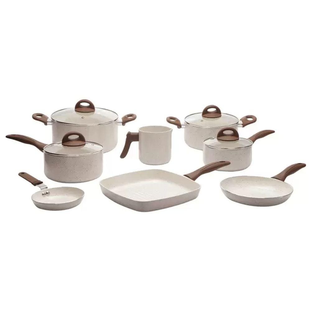 Jogo de Panelas Brinox de Alumínio Vanilla - 8 Peças Ceramic Life Smart Plus 4791/105