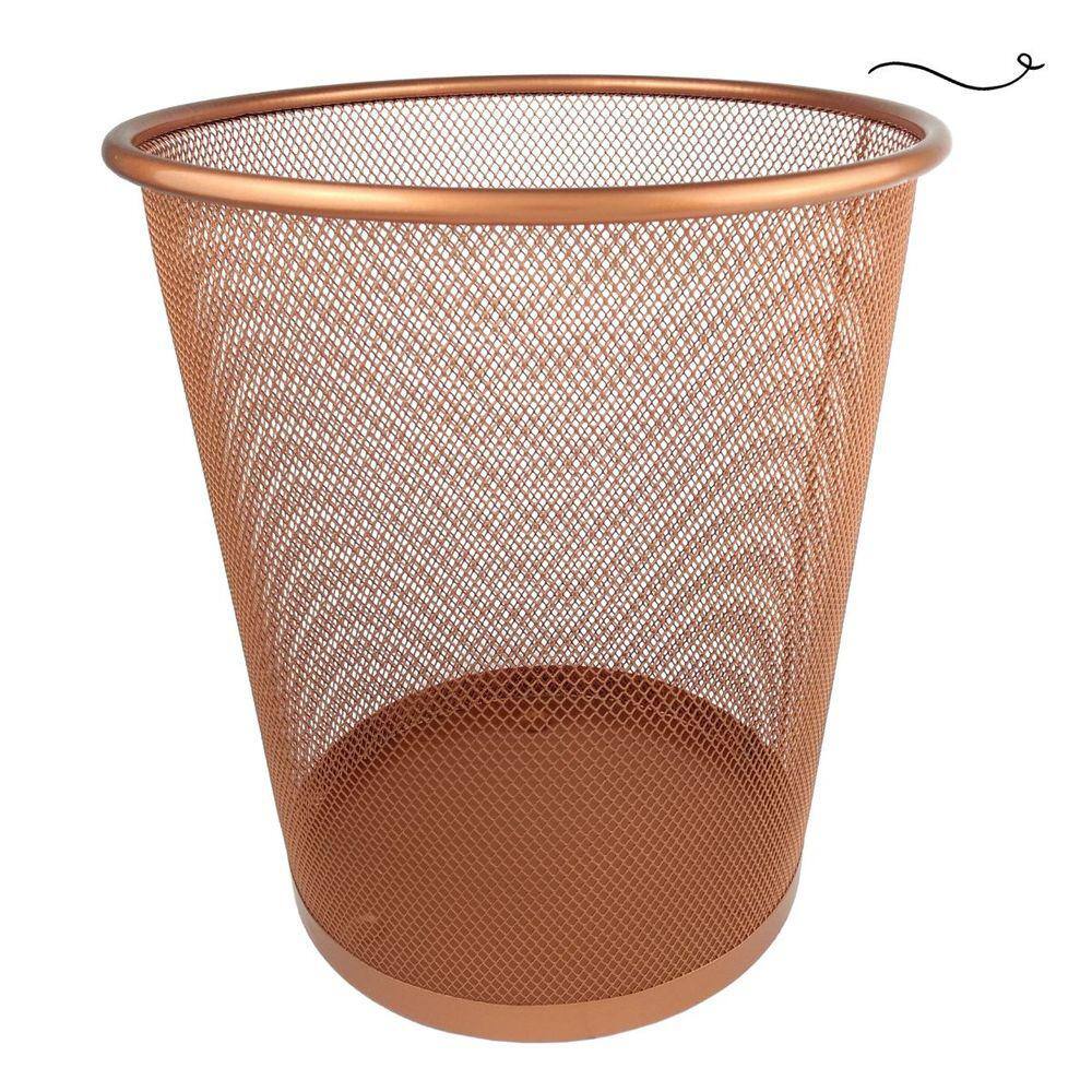 Lixeira Para Escritório Quarto 10L Black Rose Gold Preto Dourado