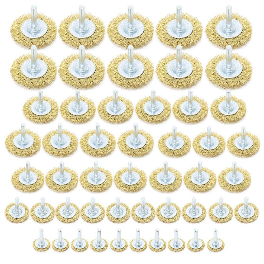 Kit Com 50 Escovas De Aço Circular Furadeira Com Haste 1/4
