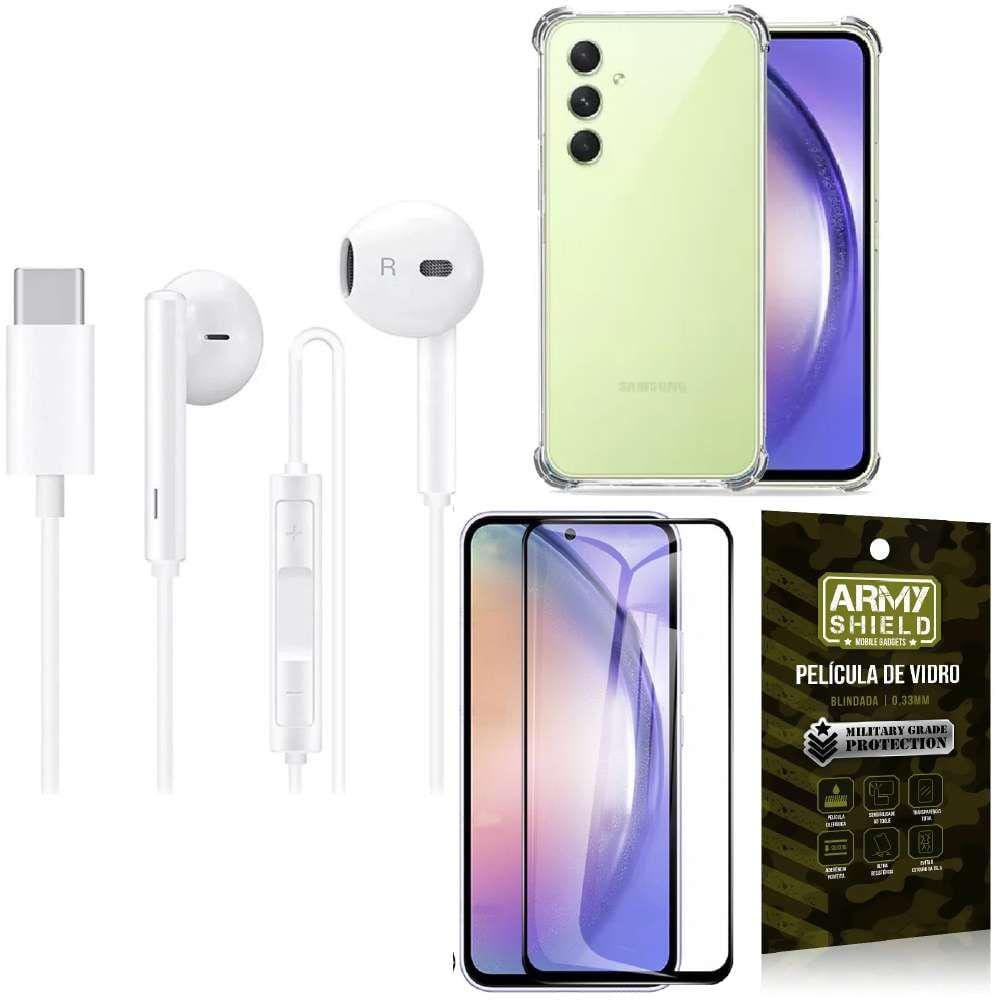 Capinha Samsung A54 + Fone de Ouvido Tipo C + Película 3D