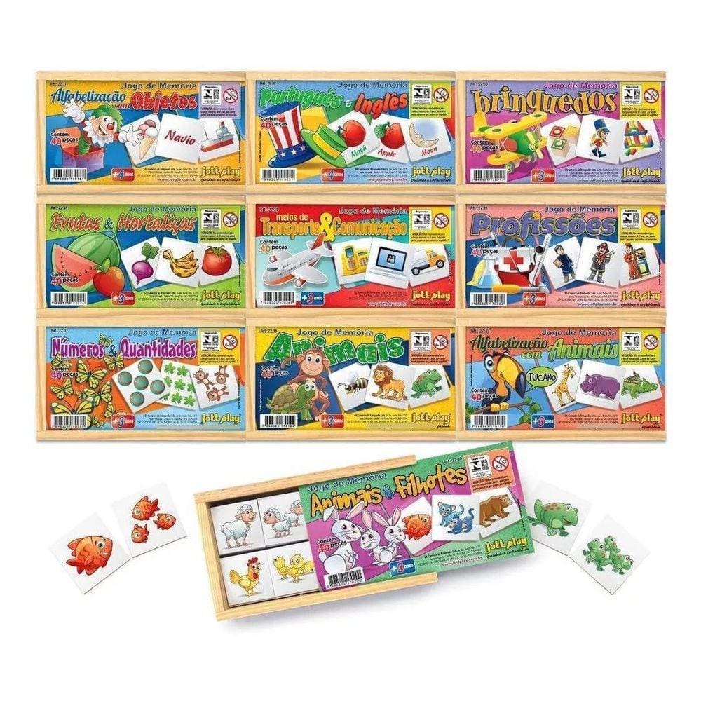 Jogo De Memória Brinquedo Educativo Com 10 Jogos