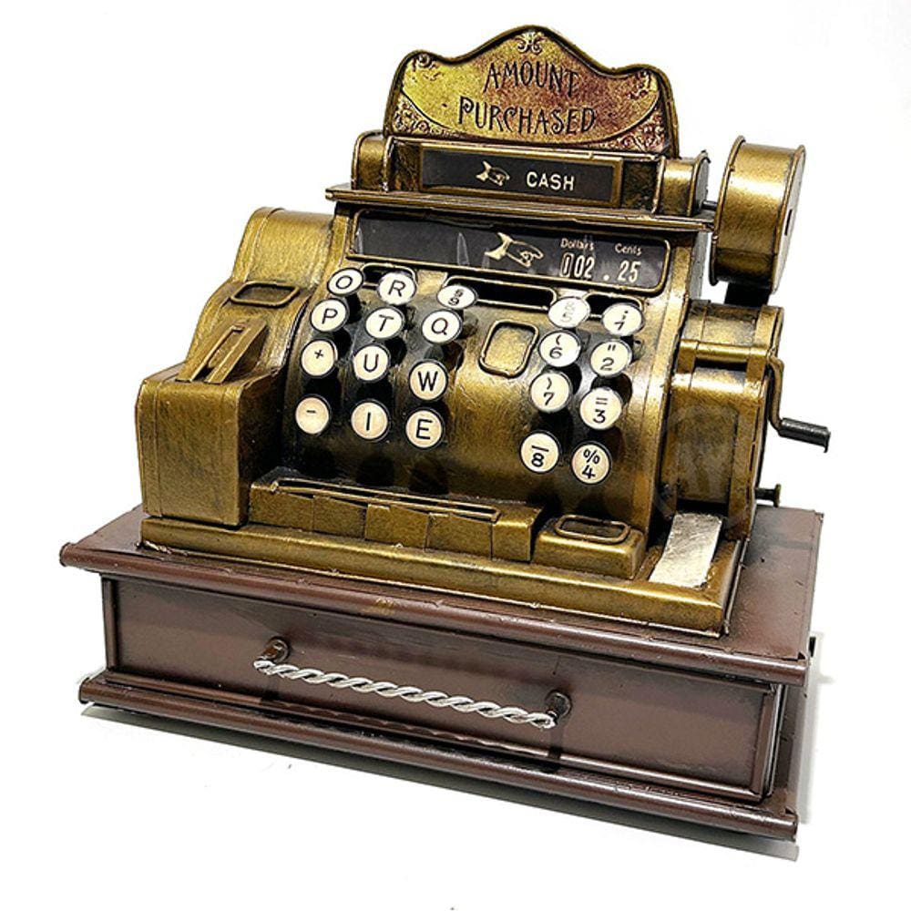 Caixa Registradora Enfeite em Metal Vintage - Cofre Porta Moedas Decoração Retrô