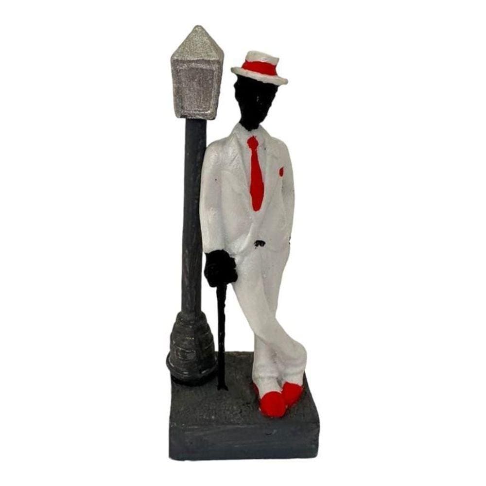 Escultura Zé Pelintra Branco 11 Cm No Poste Em Resina