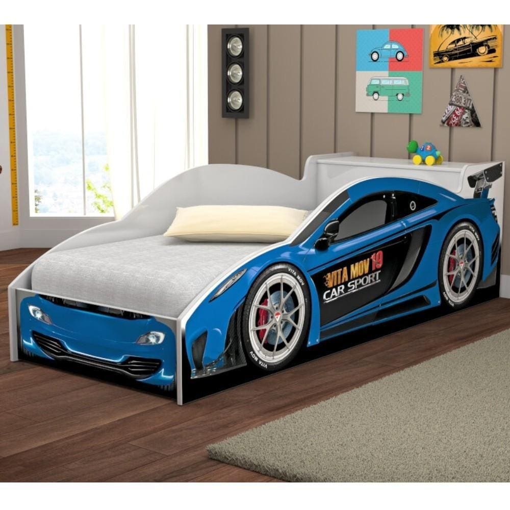 Cama Carro com Baú Infantil Lizzy Azul