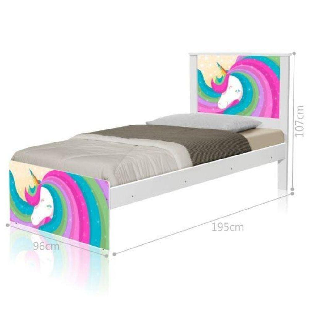 Cama Juvenil Barcelona Unicórnio Arco Íris com Colchão