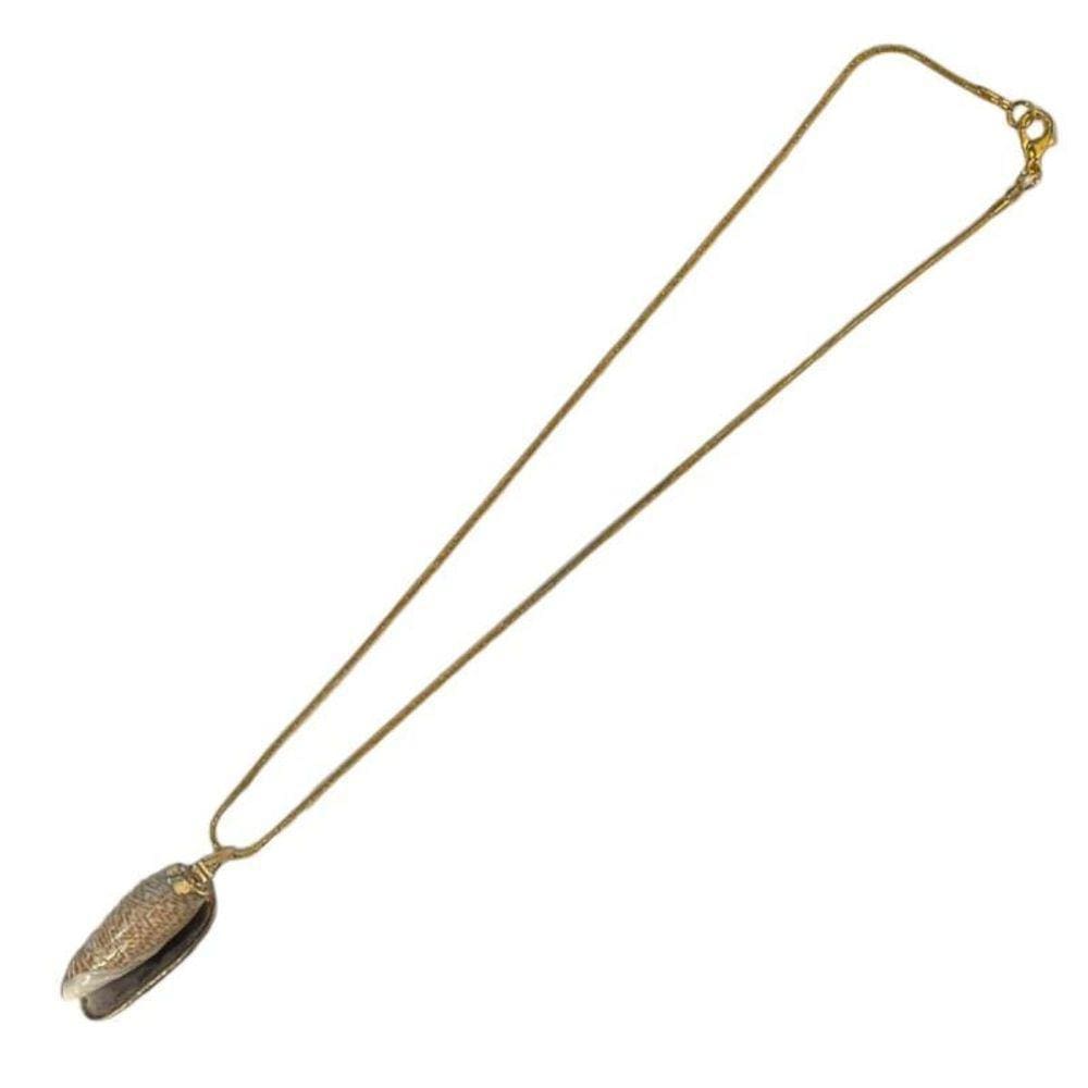 Colar Corrente Pingente Concha Luxo 3,5 Cm Dourado