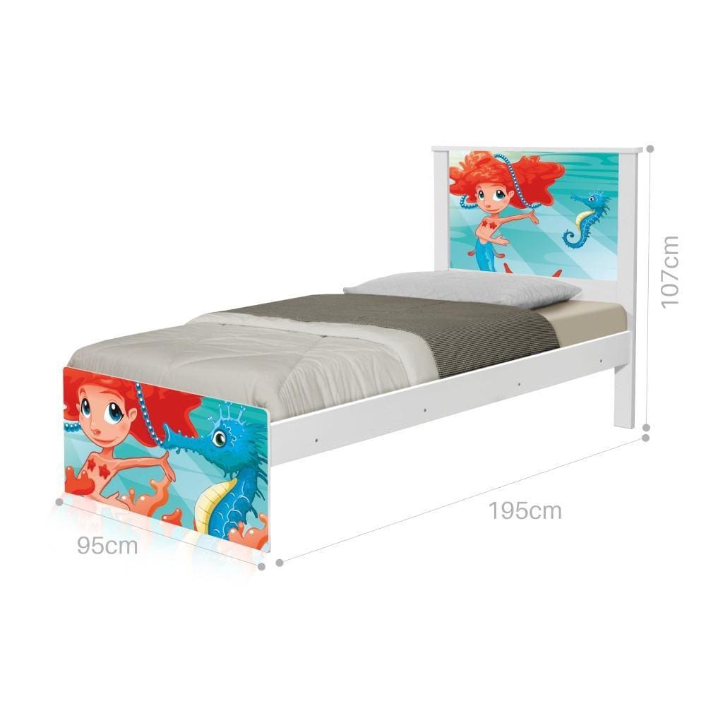 Cama Solteiro Sereia Ruiva