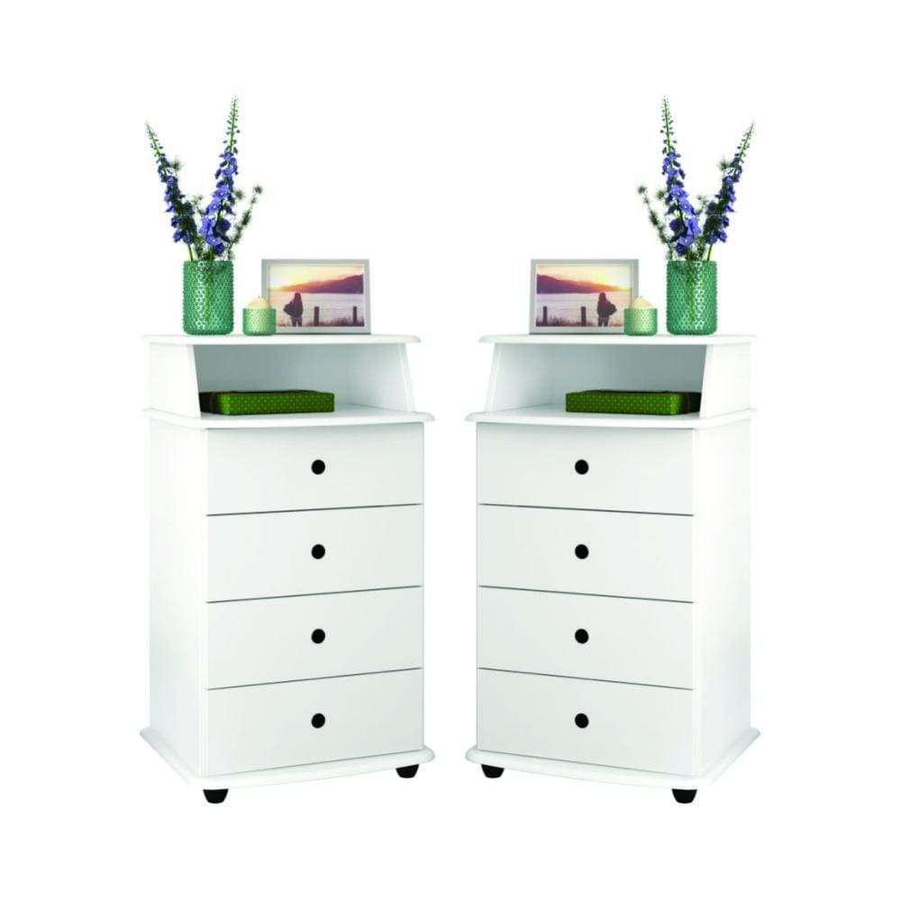 Conjunto de Mesas de Cabeceira Kansas ll Branco