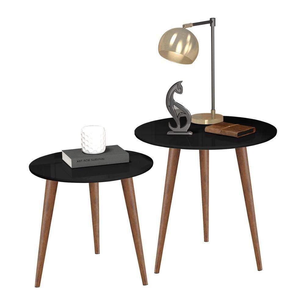 Conjunto de Mesas de Apoio e Lateral Tavares Preto