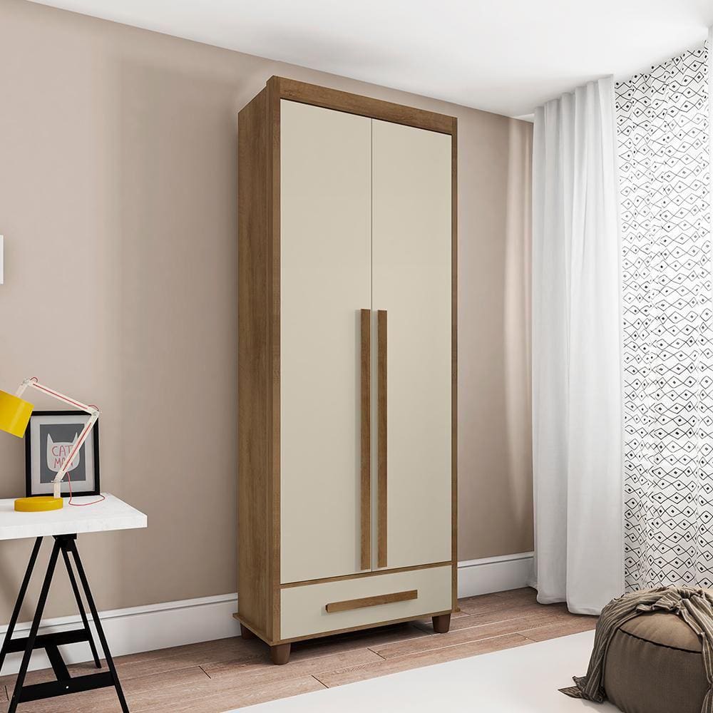 Guarda Roupa com 2 Portas Trento Cinamomo Off White