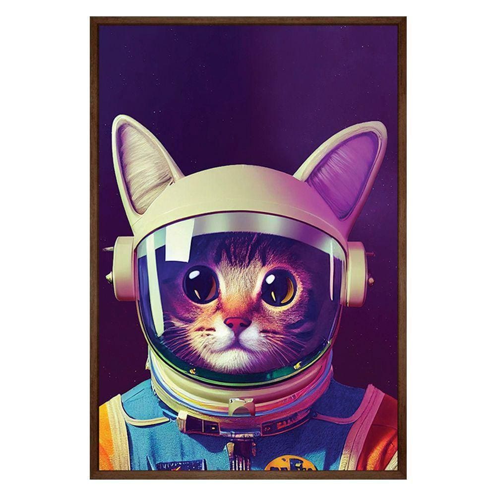 Quadro Decorativo Gato Astronauta Moldura Cx Alta 40x60 Titulo Moldura Madeira