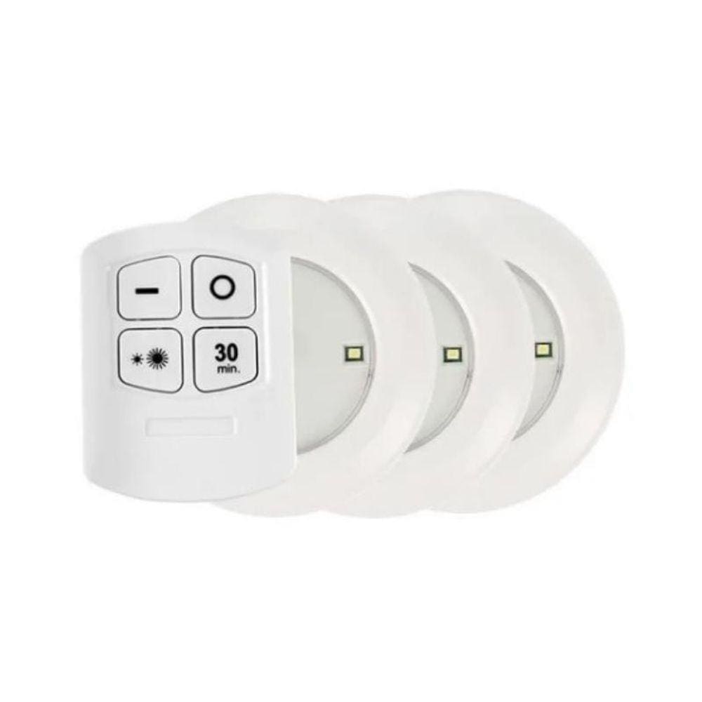 Kit 3 Luminárias Controle Remoto Led Spot Sem Fio Fácil